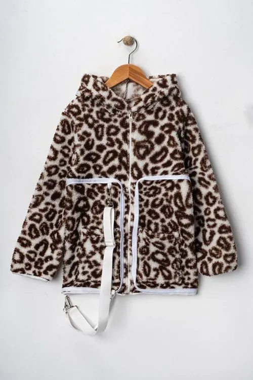 Miniğimin Cicileri Sırt Çantasına Dönüşebilen Peluş Unisex Çocuk  Mont - Kahverengi