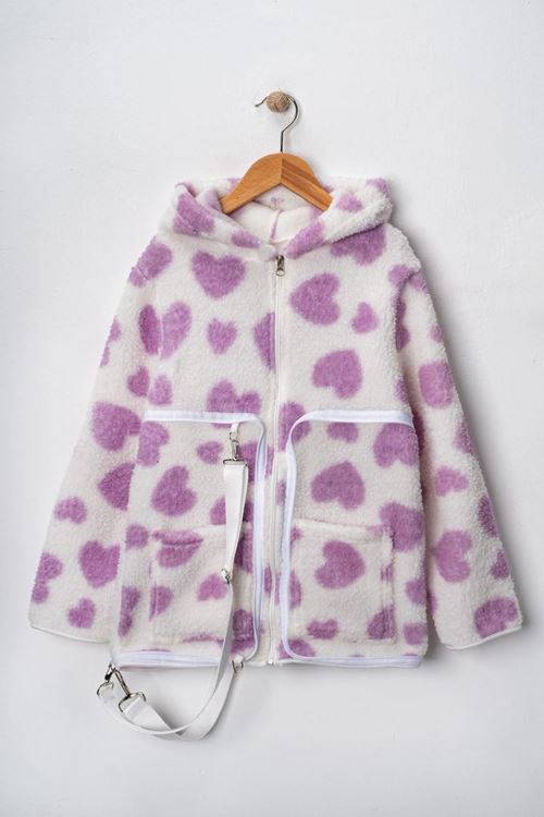 Miniğimin Cicileri Sırt Çantasına Dönüşebilen Peluş Unisex Çocuk  Mont - Lila