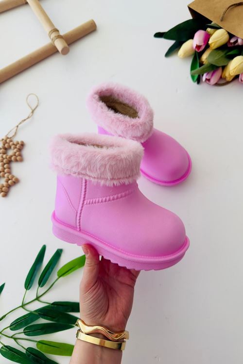 Miniğimin Cicileri Kürklü Renkli Yağmur Botu - Açık Pembe