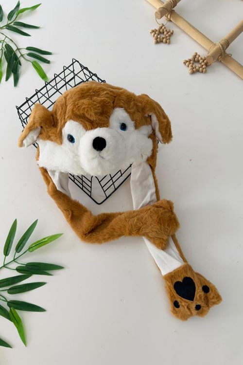 Miniğimin Cicileri Peluş Köpek Kulaklı Sevimli Hareketli Kulaklık - Kahverengi