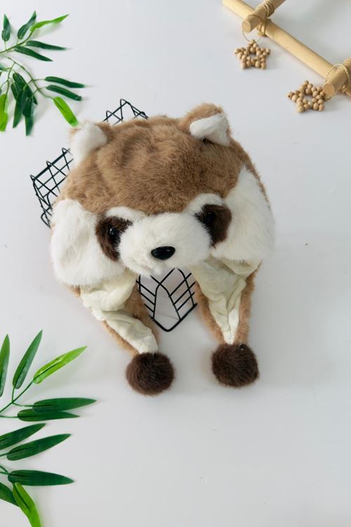 Miniğimin Cicileri Peluş Rakun Kulaklı Sevimli Hareketli Kulaklık - Kahve