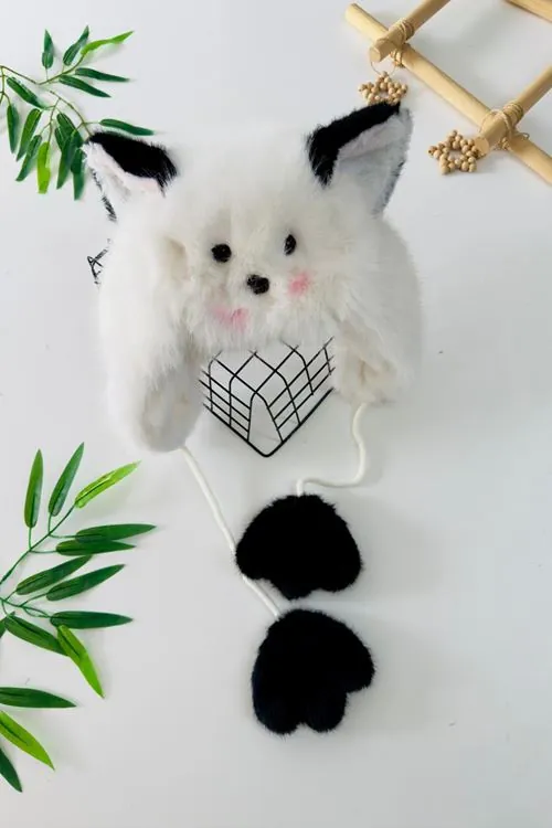 Miniğimin Cicileri Peluş Kedi Kulaklı Sevimli Kız Çocuk Bere - Beyaz