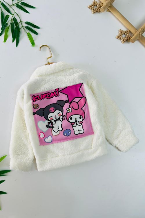 Miniğimin Cicileri Peluş Krm Kız Çocuk Hırka - Krem