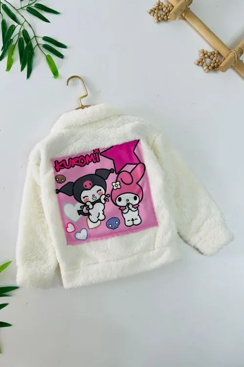 Miniğimin Cicileri Peluş Krm Kız Çocuk Hırka - Krem