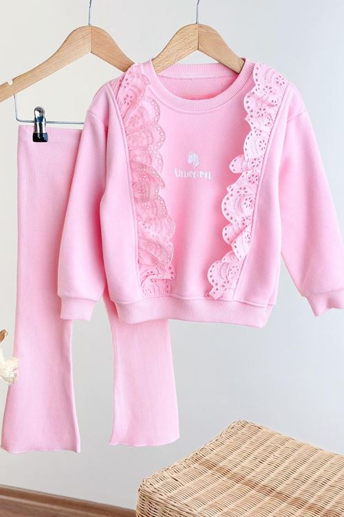 Miniğimin Cicileri Uncrn Fisto Detaylı Kız Çocuk 2 li Takım - Pembe