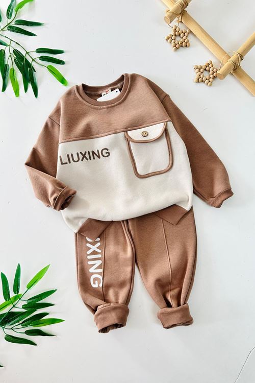 Miniğimin Cicileri Liuxıng Baskılı Kışlık Erkek Çocuk Takım - Kahverengi