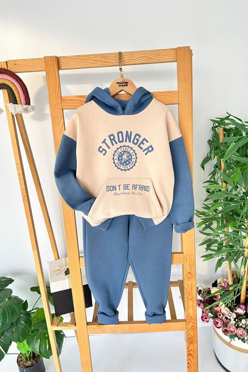Miniğimin Cicileri Stronger Kanguru Cep Detaylı Erkek Çocuk Kışlık Takım - Mavi