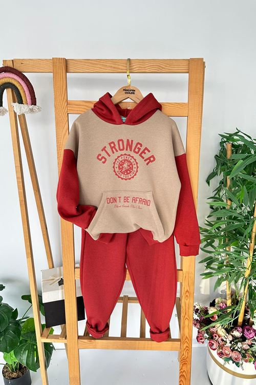 Miniğimin Cicileri Stronger Kanguru Cep Detaylı Erkek Çocuk Kışlık Takım - Kiremit