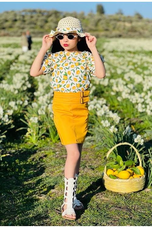 Minigimin Cicileri Kız Çocuk Bluz Etek Takım Yellow Lemon