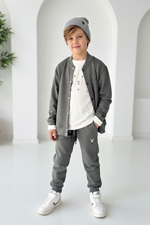 Miniğimin Cicileri V Baskılı Mevsimlik 3 lü Erkek Çocuk Takım - Yeşil