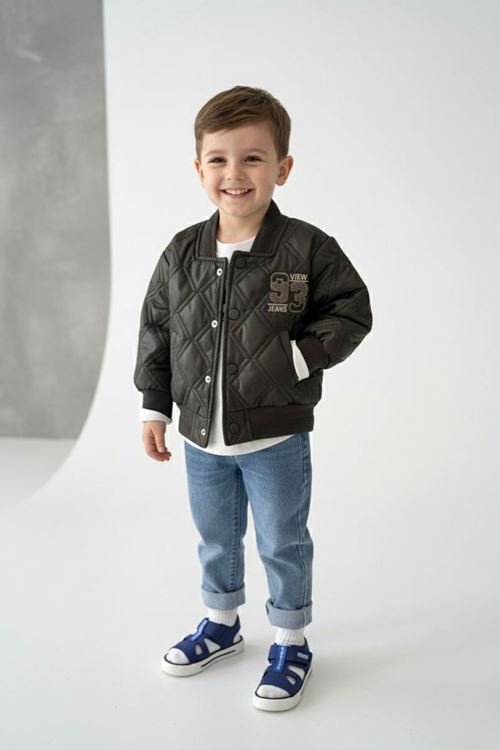 Miniğimin Cicileri 93 Panç İşleme Detaylı 3 lü Erkek Çocuk Takım - Haki