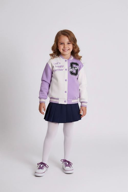 Miniğimin Cicileri Sport Baskılı Kız Çocuk Kolej Ceket - Lila