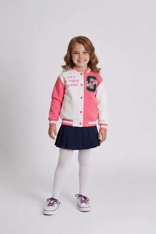 Miniğimin Cicileri Sport Baskılı Kız Çocuk Kolej Ceket - Fuşya