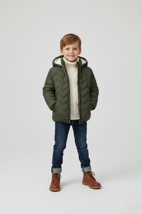 Miniğimin Cicileri ( 1 - 10 Yaş ) Kapitone İçi Welsoft Kaban Çocuk - Haki