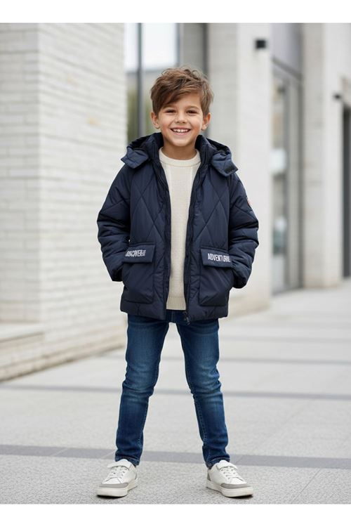 Minigimin Cicileri Baklava Desenli Kapitone Mont - Lacivert