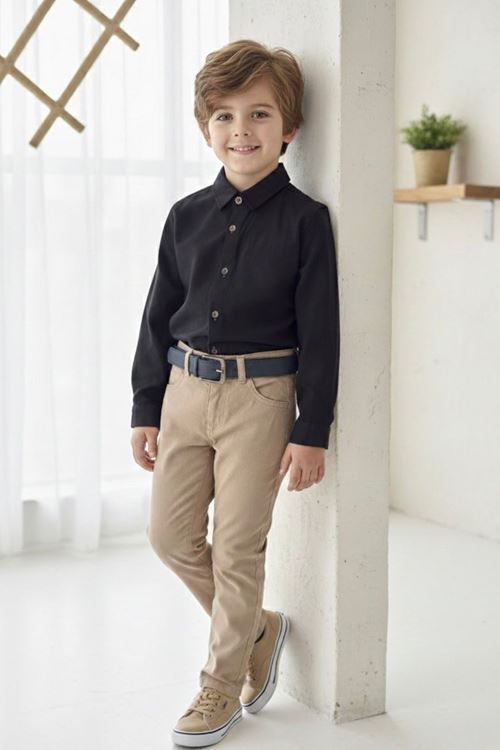 Miniğimin Cicileri Kol Katlamalı Kemerli Erkek Çocuk Spor Takım - Siyah