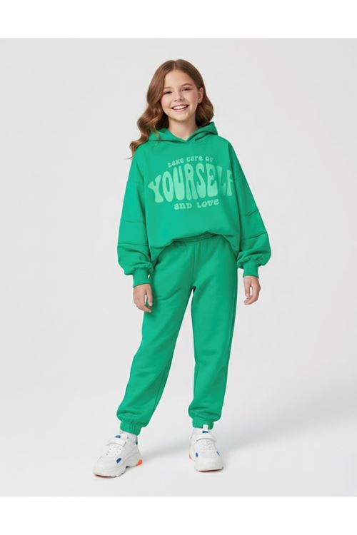 Miniğimin Cicileri Yourself Baskılı Kız Çocuk Kapüşonlu Eşofman Takım - Benetton