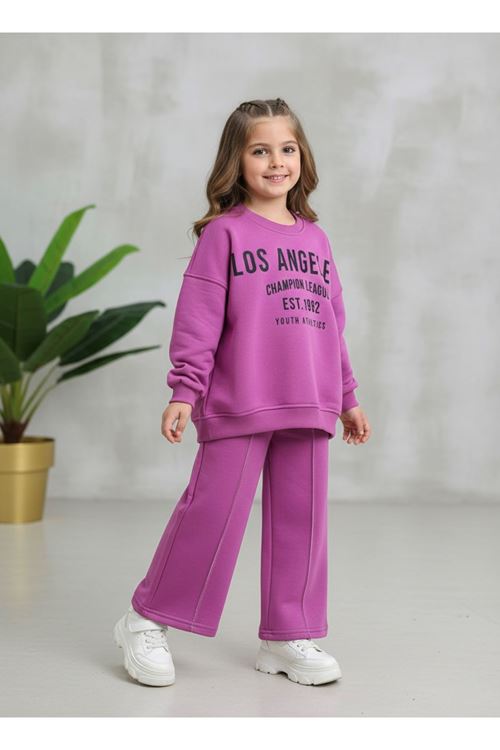 Miniğimin Cicileri Los Angeles Pantolonlu Kız Çocuk Takım - Vişne