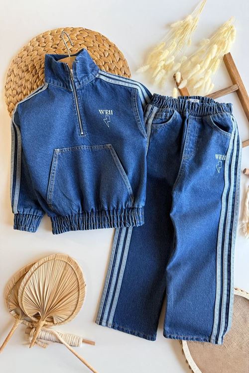 Miniğimin Cicileri We11 Baskılı Spor Kot Erkek Çocuk Takım - Mavi