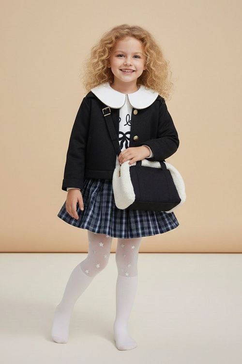 Mimiğimin Cicileri  Süet Ceketli Çantalı 4'lü Kız Çocuk Takım -Siyah