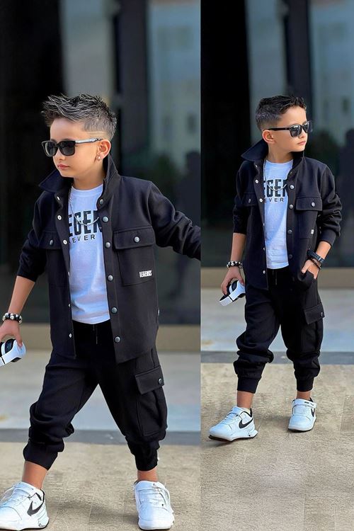 Miniğimin Cicileri Legends Ceketli Erkek Çocuk 3 lü Takım - Siyah