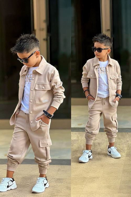 Miniğimin Cicileri Legends Ceketli Erkek Çocuk 3 lü Takım - Bej