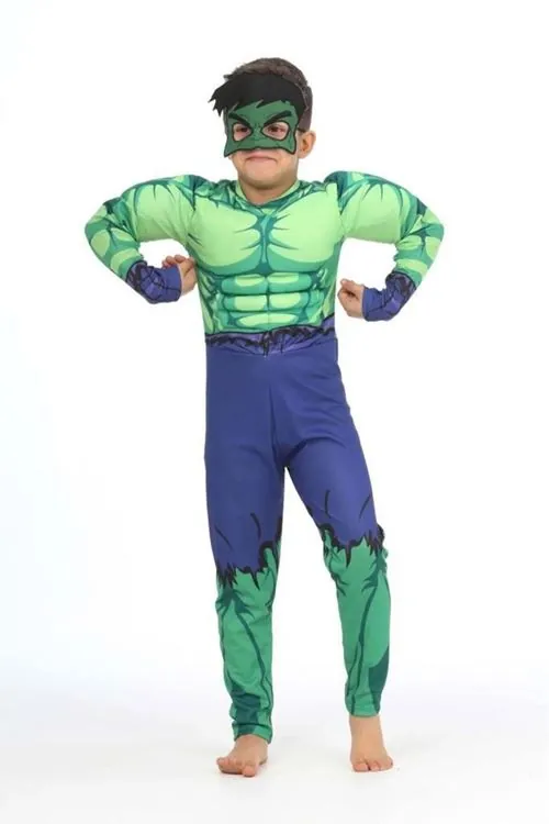 Minigimin Cicileri Kaslı Hulk Erkek Çocuk kostüm - Yeşil