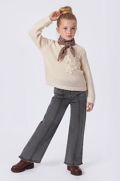 Miniğimin Cicileri File Triko Detaylo Leopar Fularlı 4 lü Takım - Krem