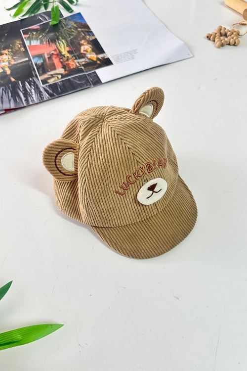 Miniğimin Cicileri Figürlü Keten  1-3 Yaş Şapka - Bej