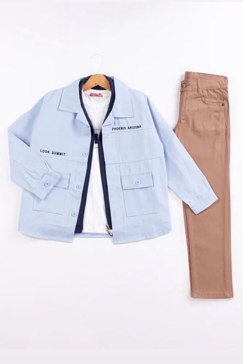 Miniğimin Cicileri (9-12) Look İşlemeli Erkek Çocuk 4 lü Takım - Mavi