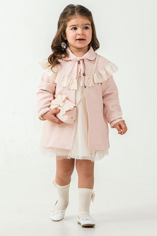 Miniğimin Cicileri Dream Trençkot Çantalı Kız Çocuk 3’lü Takım (1–4 Yaş) - Pudra