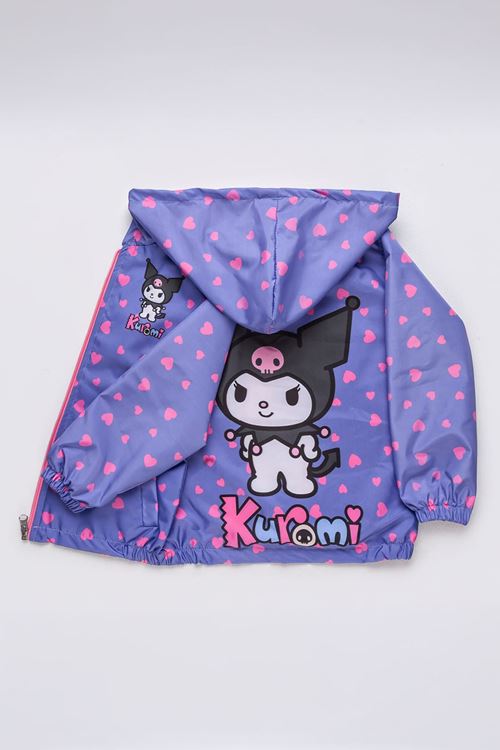 Miniğimin Cicileri Krm Kalp Baskılı  Astarlı Kız Çocuk Yağmurluk - Mor