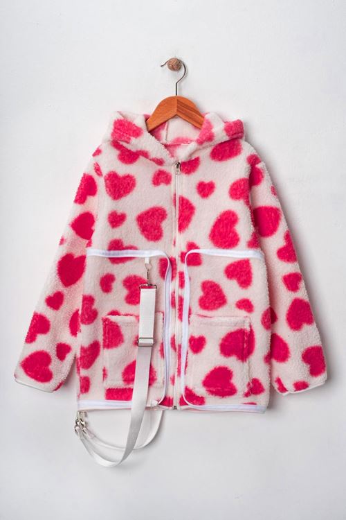 Miniğimin Cicileri Sırt Çantasına Dönüşebilen Peluş Unisex Çocuk  Mont - Pembe