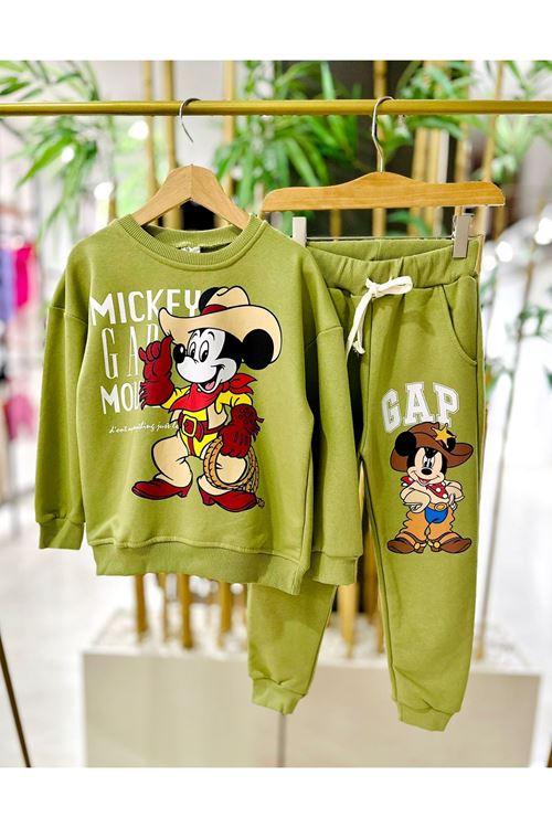 Miniğimin Cicileri Kovboy Mck Baskılı 2 li Erkek Çocuk Takım - Yeşil