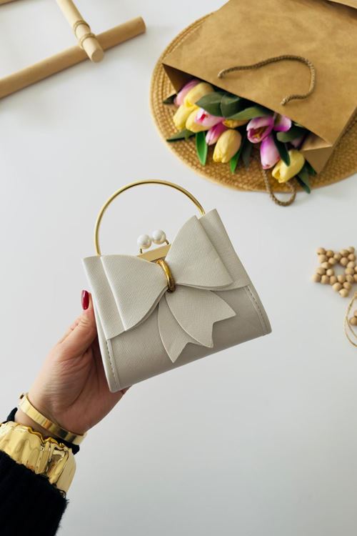 Miniğimin Cicileri Fiyonk Detaylı Çıtçıtlı Kız Çocuk Çanta - Krem