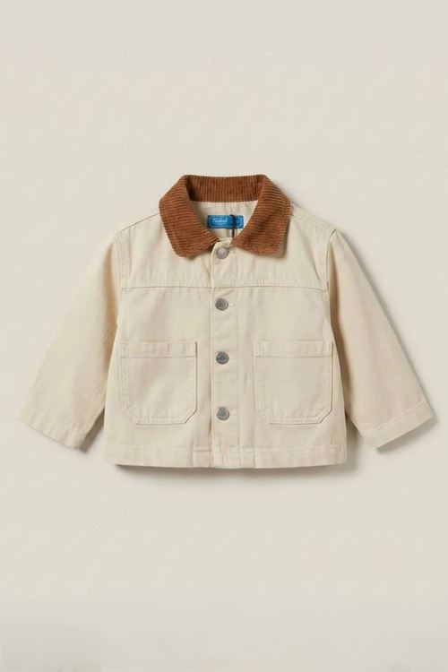Miniğimin Cicileri Yaka Kadife Detaylı Erkek Çocuk Ceket - Krem