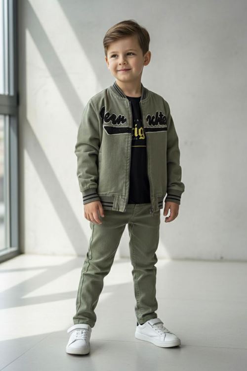 Miniğimin Cicileri (1-4 Yaş) Kolej Yaka Ceketli  Erkek Çocuk 3 Lü Takım - Yeşil