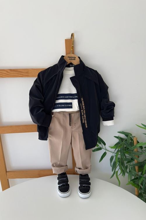 Miniğimin Cicileri Bomber Ceketli Erkek Çocuk 4’lü Kombin Takım - Lacivert