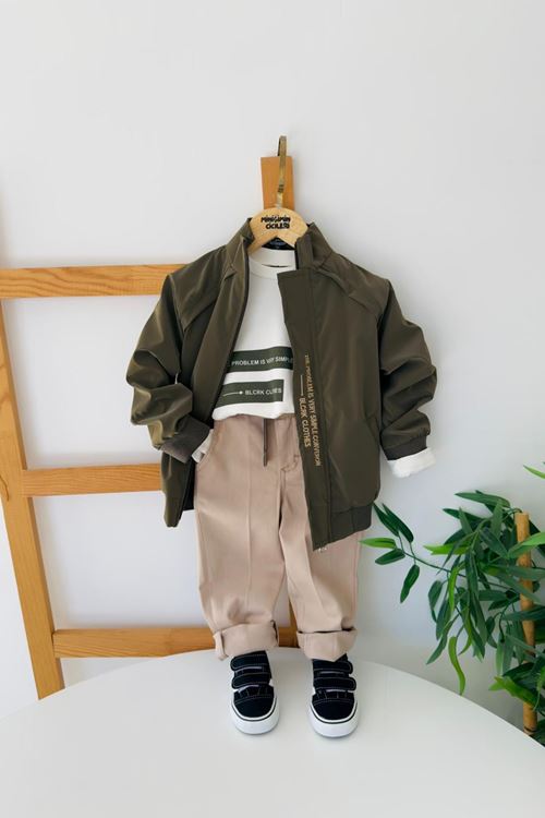 Miniğimin Cicileri Bomber Ceketli Erkek Çocuk 4’lü Kombin Takım - Yeşil