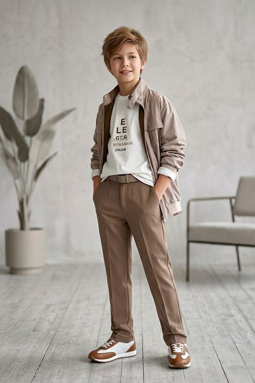 Miniğimin Cicileri Çift Taraflı Nova Kumaş Armalı Ceketli Erkek Çocuk 3’lü Kombin Takım - Bej
