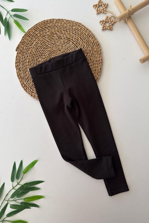 Miniğimin Cicileri Fitilli İçi Şardonlu Kız Çocuk Tayt - Siyah