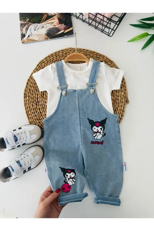 Miniğimin Cicileri Krm Baskılı Unisex Bebek Salopet Takım - Beyaz