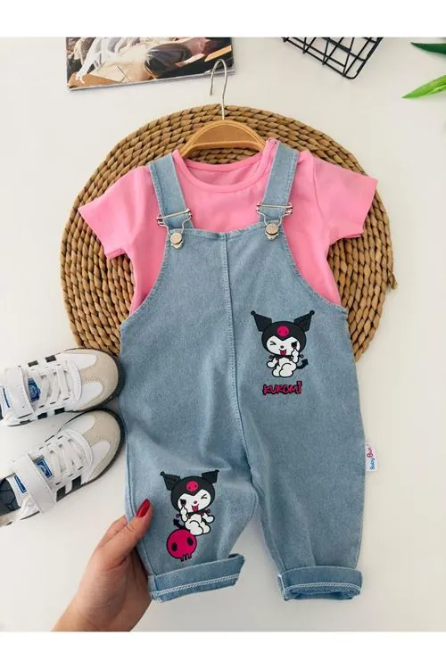 Miniğimin Cicileri Krm Baskılı Unisex Bebek Salopet Takım - Pembe