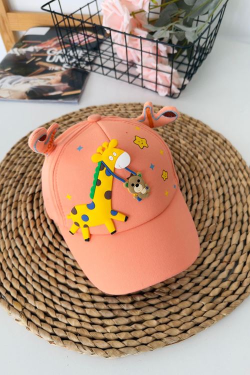 Miniğimin Cicileri 5-8 Unisex Zürefa Desenli Çocuk Şapka - Oranj