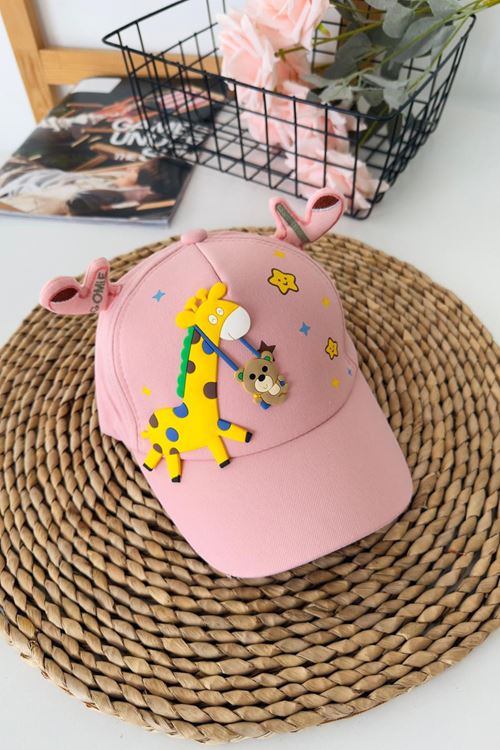 Miniğimin Cicileri 5-8 Unisex Zürefa Desenli Çocuk Şapka - Pembe
