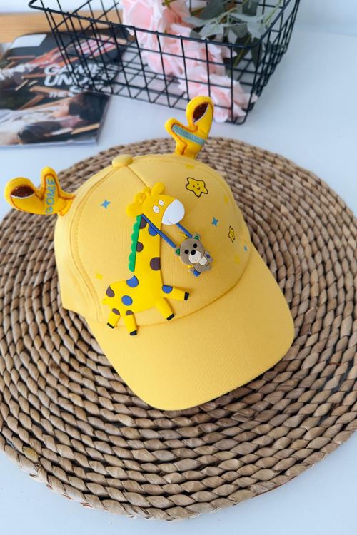Miniğimin Cicileri 5-8 Unisex Zürefa Desenli Çocuk Şapka - Sarı
