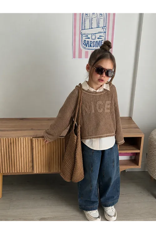 Miniğimin Cicileri Premium Nice Fileli Kız Çocuk Spor 3lü Takım - Kahverengi