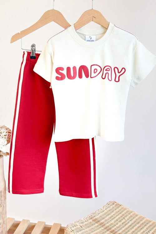Miniğimin Cicileri Sunday List Kız Çocuk 2 li takım - Kırmızı