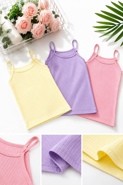 Miniğimin Cicileri Kaşkorse 3 lü Kız Çocuk Atlet - Pembe_Lila_Sarı