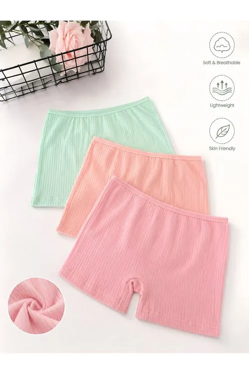 Miniğimin Cicileri Kaşkorse 3 lü Kız Çocuk Boxer - Yeşil_Pudra_Pembe